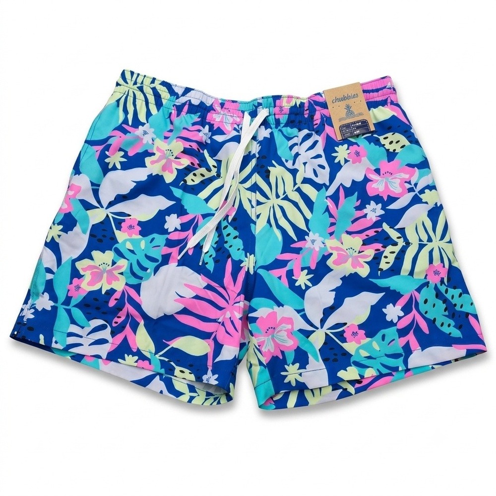 Chubbies The Floral Surprises 5.5 Classic Swim Trunks Mens‎ XL Blue Pink NWT